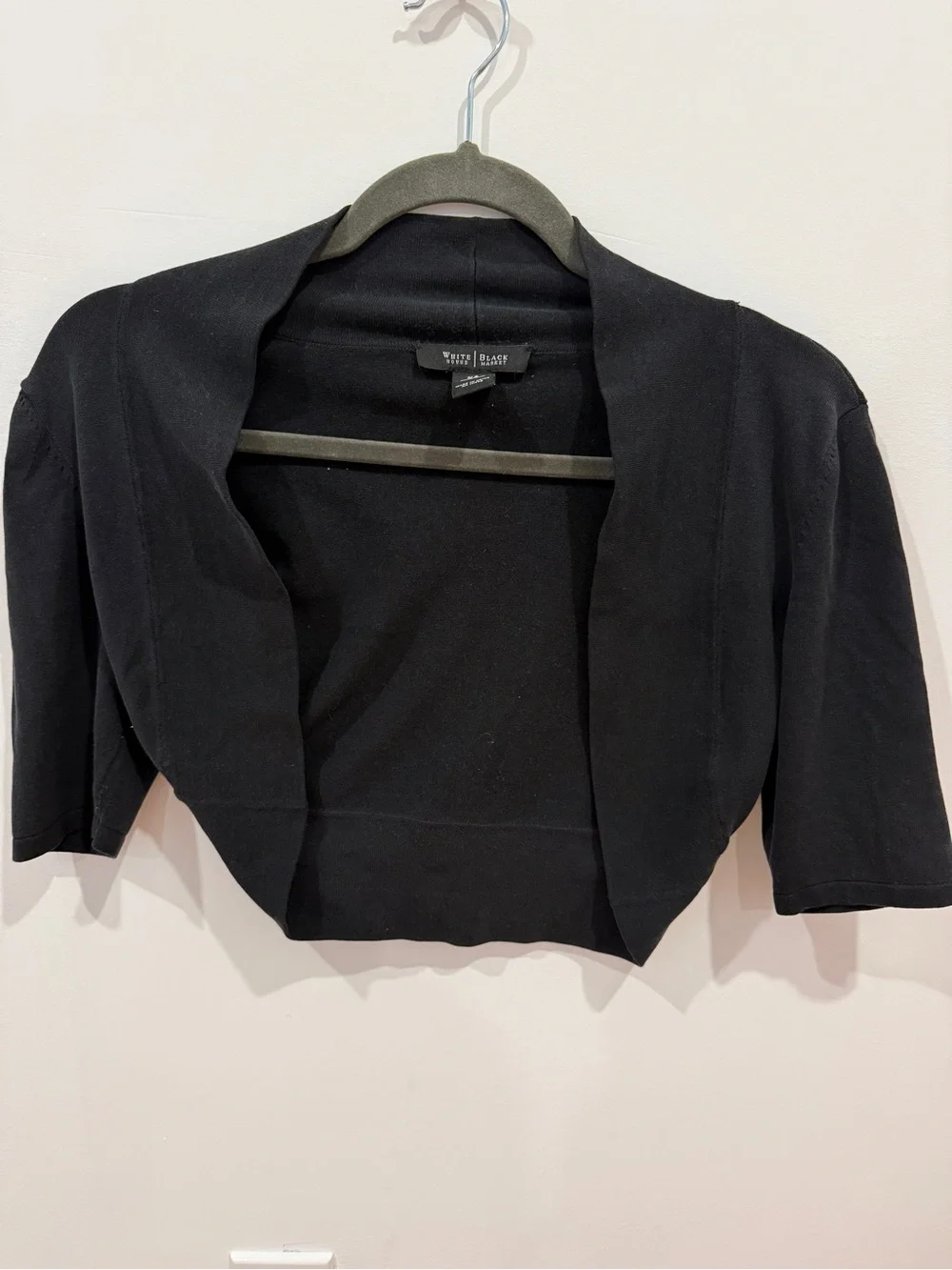 White House Black Market Black Cropped Open-Front Shrug